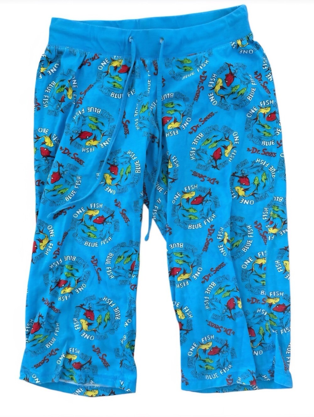 Dr. Seuss Blue 1 Fish 2 Fish Cropped Pattern Pajama Pants